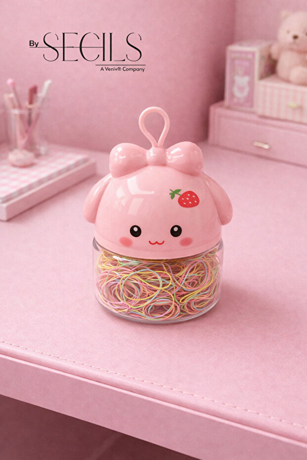 Thin Rubber Buckle Set for Girls with Teddy Bear Box and Hanger