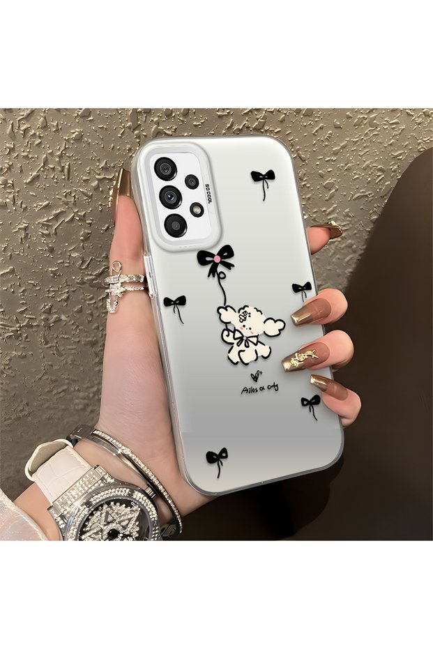 Samsung Galaxy A73 Compatible Stylish Phone Case with Bow and Ribbon Dog Figure