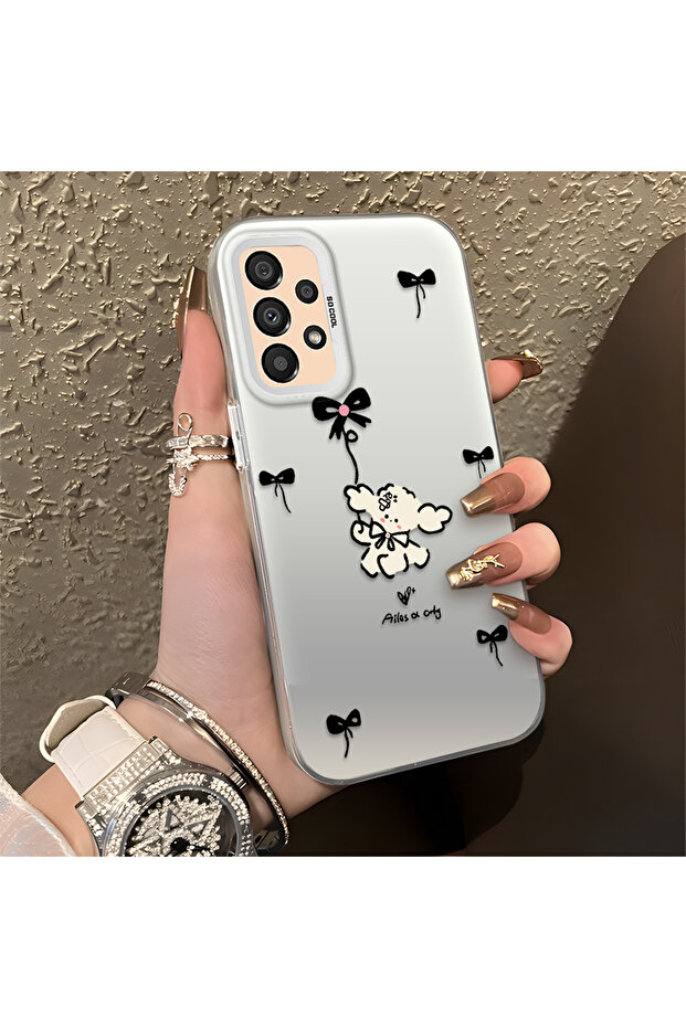 Samsung Galaxy A33 Compatible Stylish Phone Case with Bow and Ribbon Dog Figure