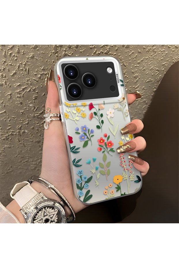 حافظة هاتف أنيقة مزينة بالزهور ومضادة للخدوش متوافقة مع iPhone 17 Pro Max