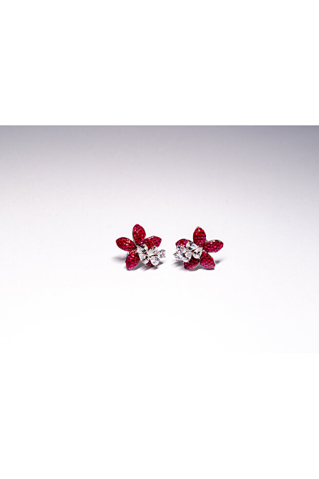 Ruby Bloom Floral Stud Earrings