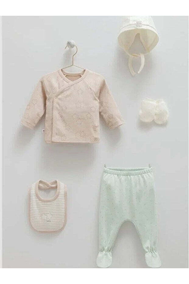 First Star 5-Piece Baby Boy Newborn Set-Beige
