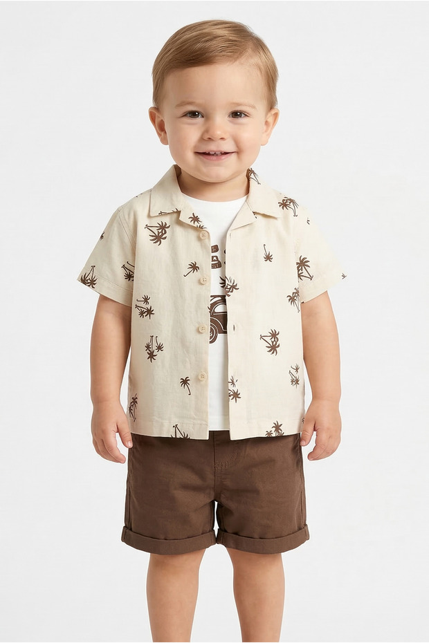 Boys Shirts S/S + T.Shirt + Bermuda, 12M