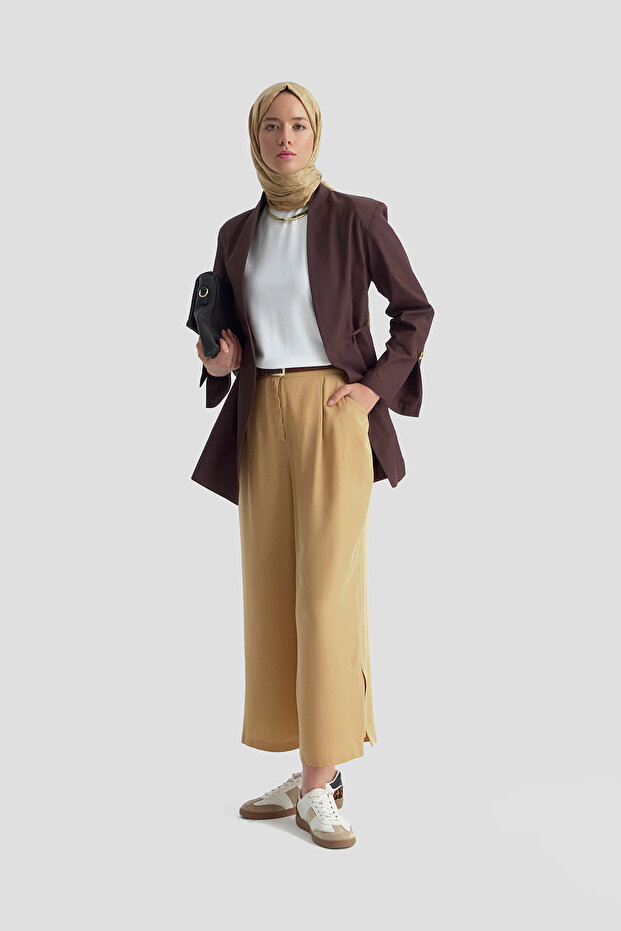 بنطال Tencel Palazzo باللون الجملي