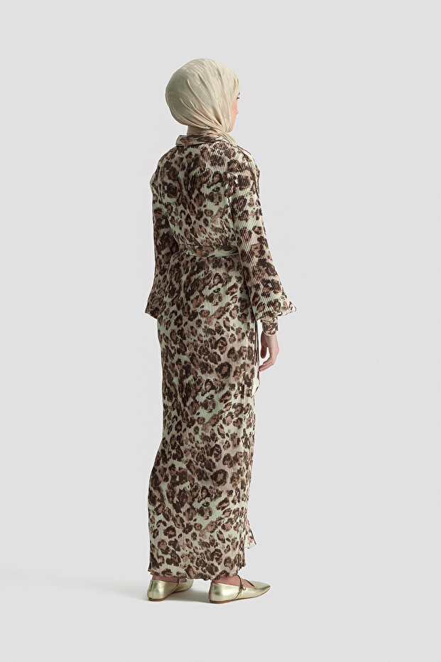 Leopard Patterned Dress Camel - 4