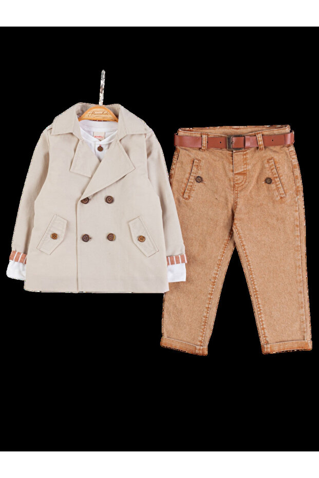 LERO THREE PIECE TRENCH SET - CAMEL