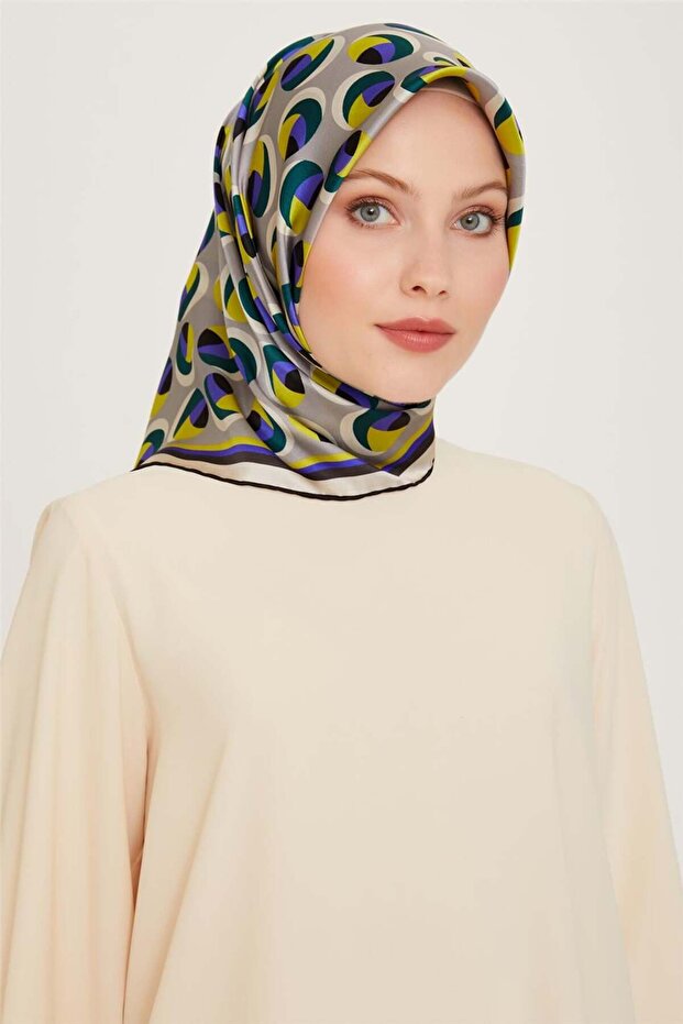Geometric Pattern Twill Pure Silk Scarf 9219D 82