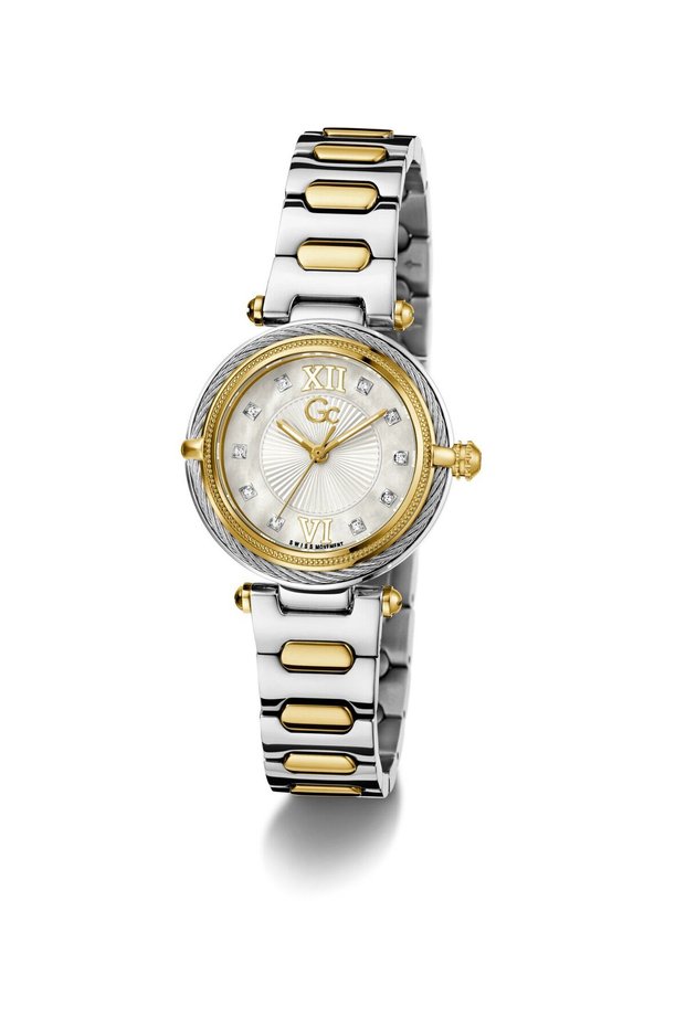 Gc Sportchic Women S 763 Mvmt White Dail 10 Amt Silver Yellow Gold Stainless Steel Brct