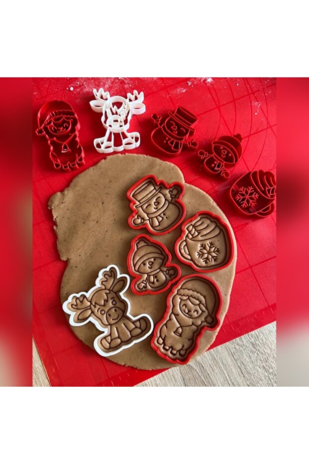 قالب بسكويت عيد الميلاد مكون من 4 قطع، قالب بسكويت بابا نويل ورجل الثلج بنمط عيد الميلاد