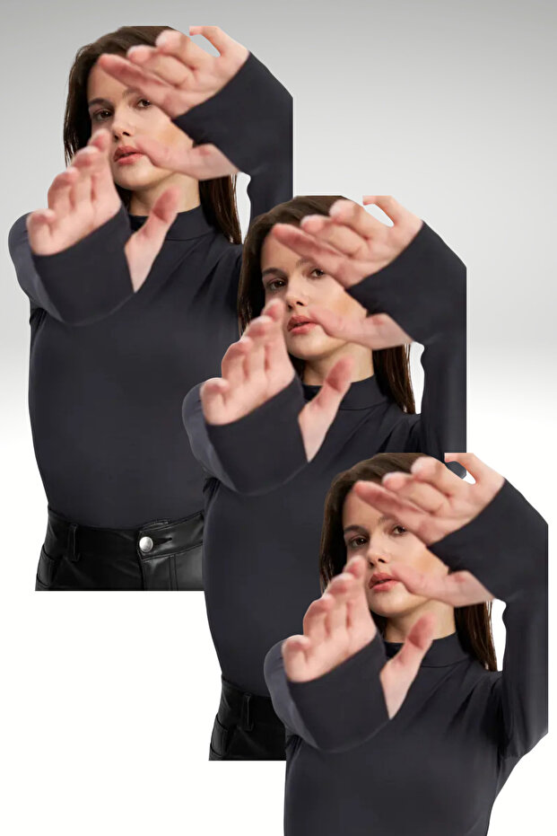 Women's Anthracite 3-Piece Body Suit with Finger Detail