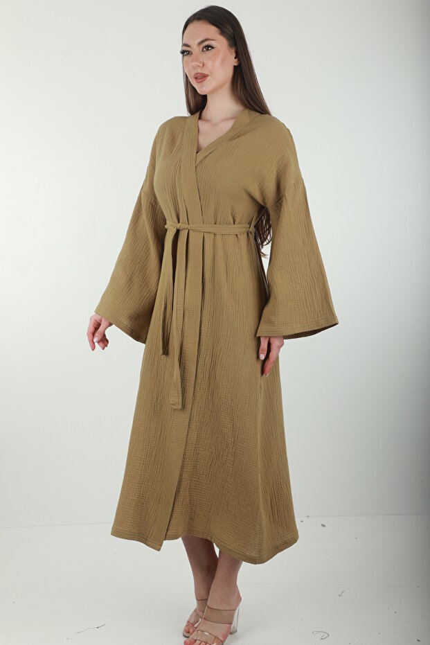 Women's 100% Cotton Muslin Fabric Kimono Model Bathrobe / Dressing Gown