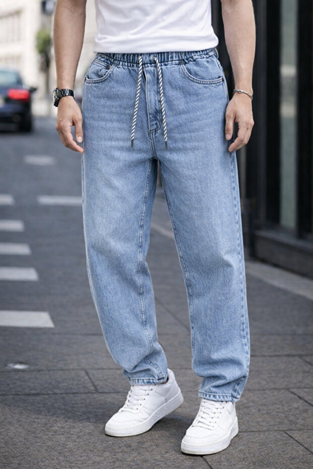 Men's Trend Cotton Blue Baggy Jeans