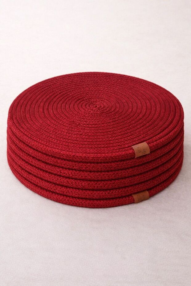 Burgundy Red Jute Supla Set of 6 American Service - Luxury American Service