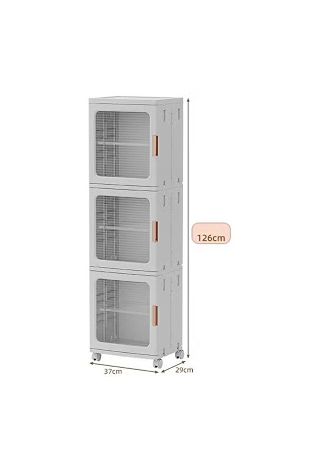 3 Layers Clear Folding Storage Boxes with Wheels - 1