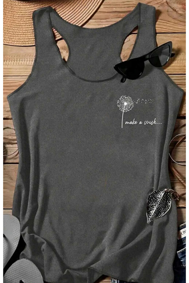 Dandelion Flower Printed Women's Sleeveless Swimmer Tank Top Tshirt