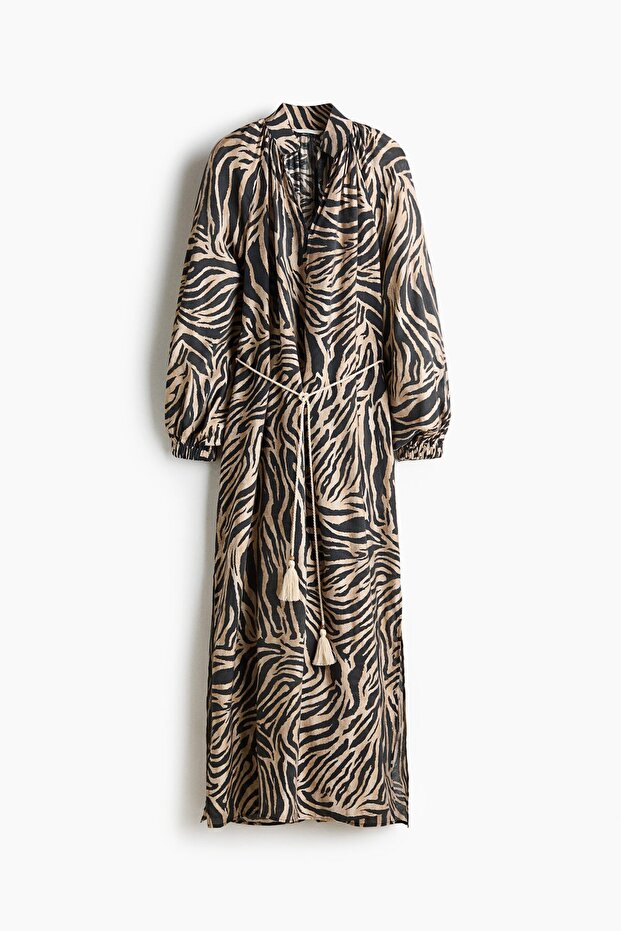 Kuşaklı Oversize Elbise - 1