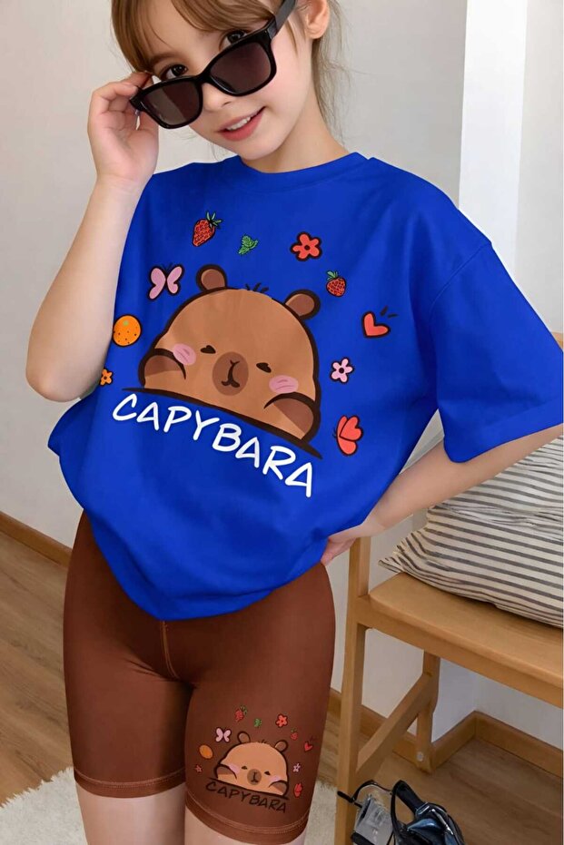 Capybara Printed Unisex Children's T-Shirt 4Gh3