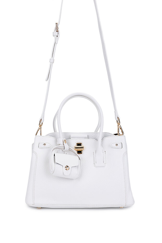 Women's Faux Leather White Handbag