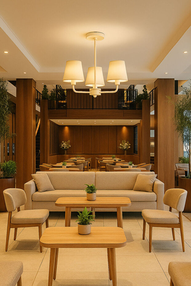 Creamstone Trio Sarkıt Lamba-Avize - Modern Endüstriyel Mufak Hol Cafe Salon Avize - 1