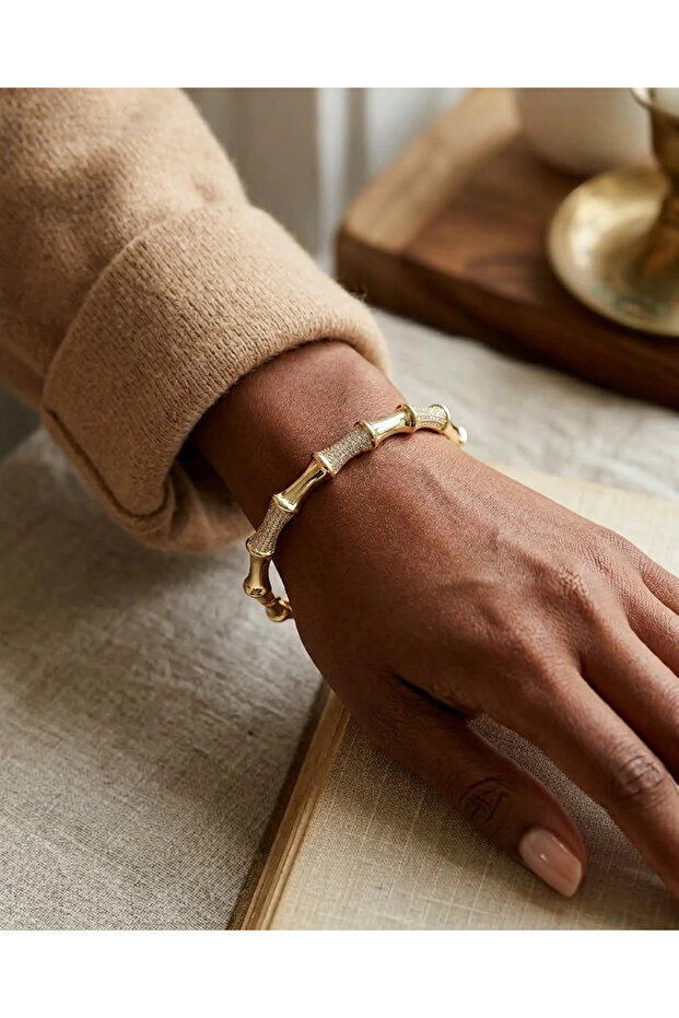 Women's Bracelet with Zircon Stone Bone Model Gold Color Vip