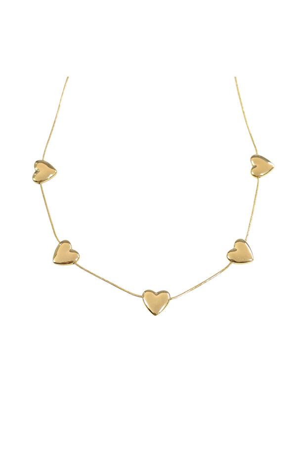 Steel Heart Pendant Chain Gold 40+5 cm