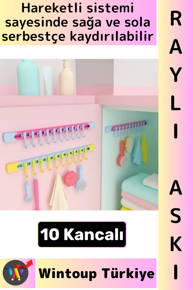 # Hanger Easy Mounting Small Item Towel Scarf Kitchen Bathroom Closet Organizer 10 Hook Rail Hanger