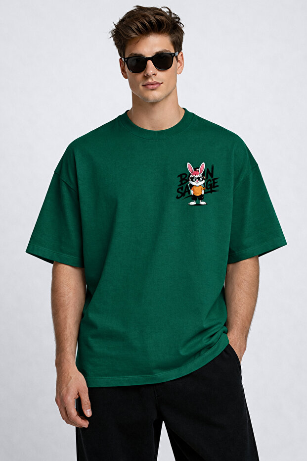 Born Savage Printed Crew Neck Unisex Oversize T-Shirt – Cotton Casual T-Shirt