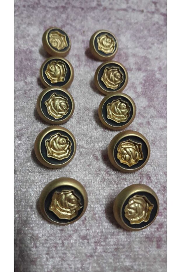 Ǝe Polyester Mineli Gold Button 24 Size 14 Mm, 10 Pieces