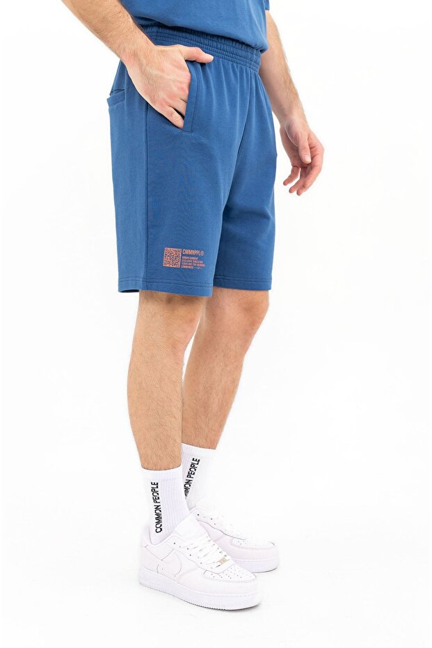 Unisex Örme Marin Mavi Şort - 7