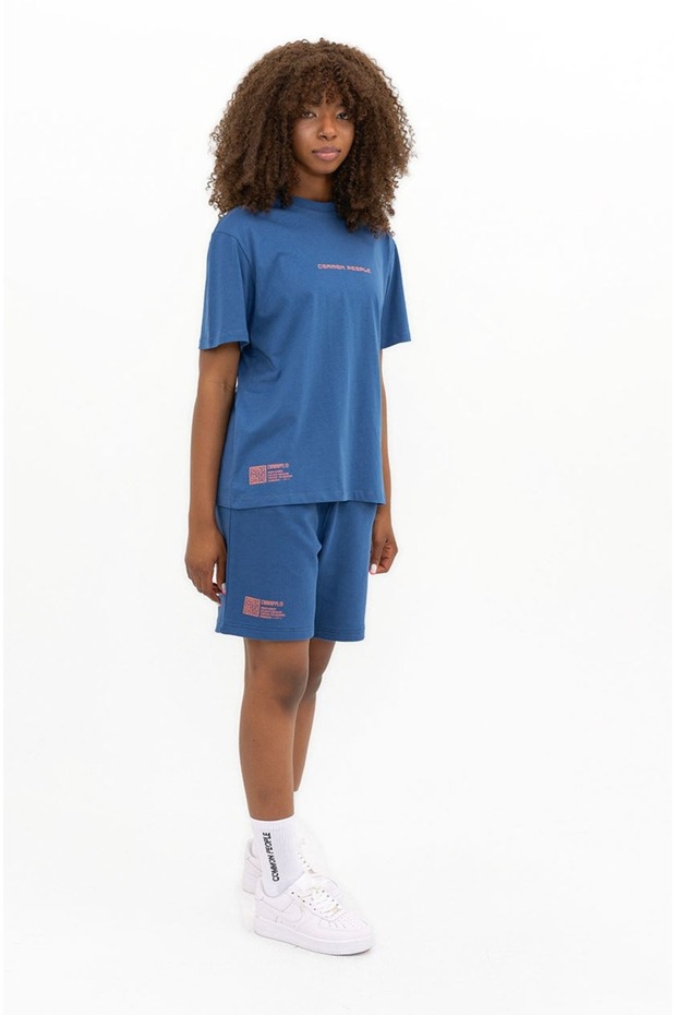 Unisex Örme Marin Mavi Şort - 2