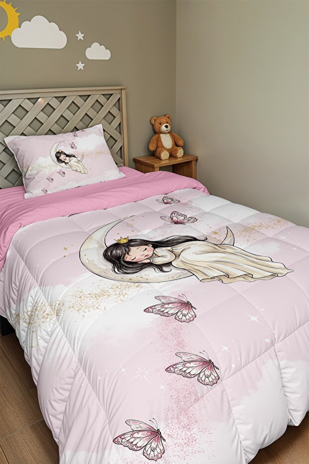 Moonlight Princess Patterned Single Duvet and Pillowcase