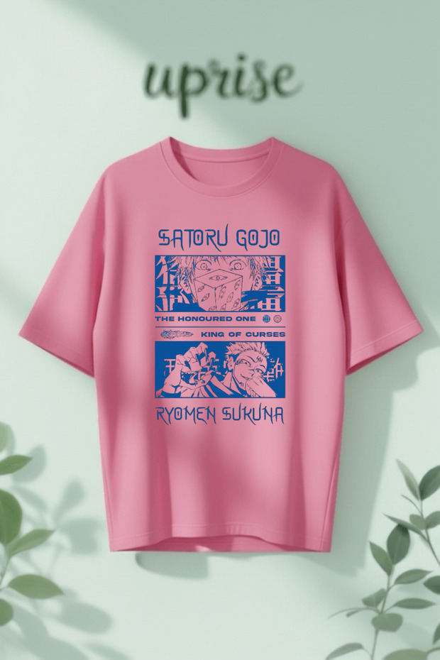 Satoru Gojo Vs Ryomen Sukuna Jujutsu Kaisen Printed Cotton Oversize T-Shirt