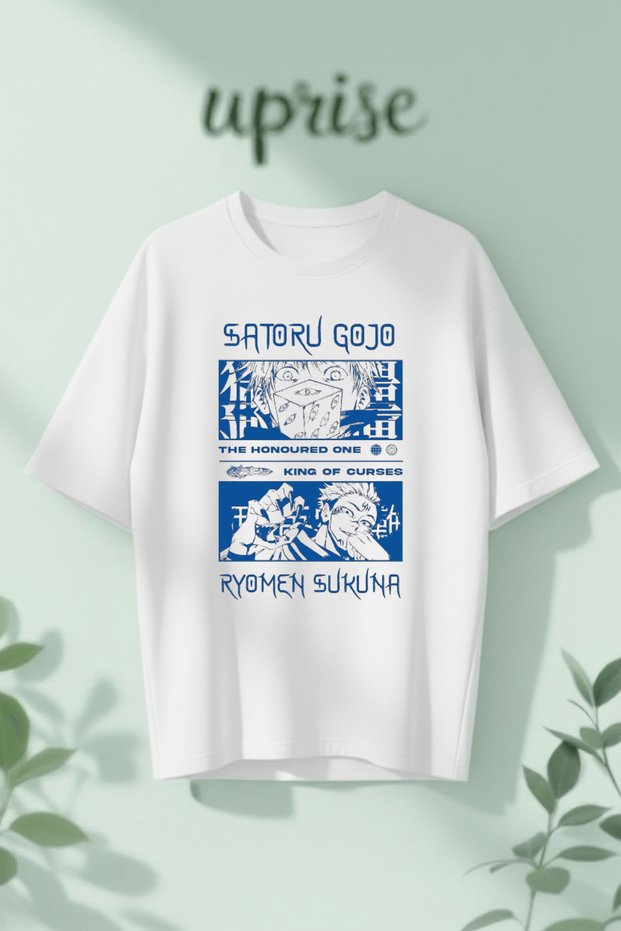 Satoru Gojo Vs Ryomen Sukuna Jujutsu Kaisen Printed Cotton Oversize T-Shirt