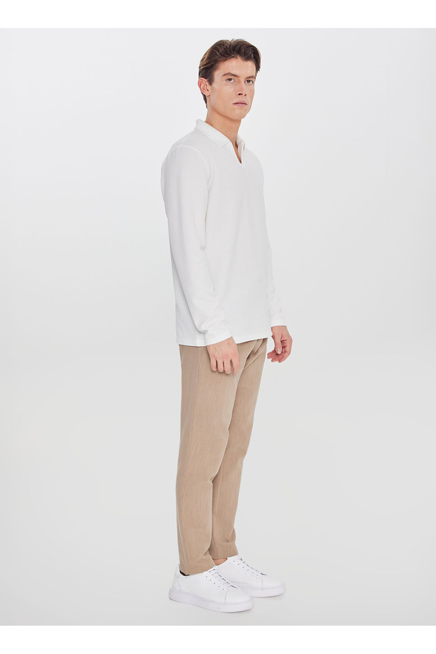 Beige Men's Slim Fit Trousers Ace001252269_Bej