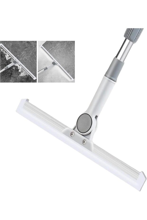 Silicone Floor Squeegee with Telescopic Handle, 180° Rotating Head, Multi-Surface