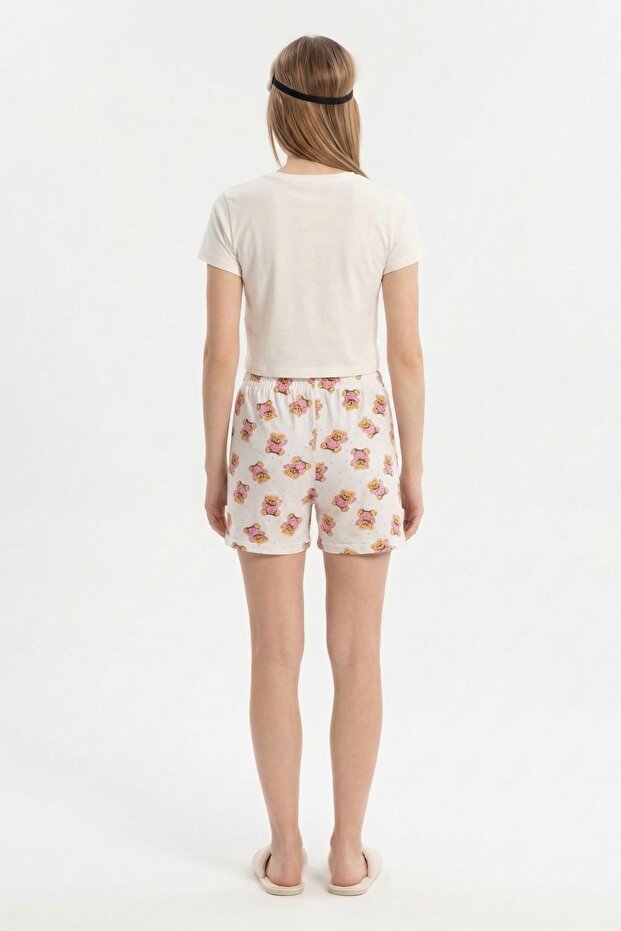White Teddy Bear Pattern Shorts 3451 - 3