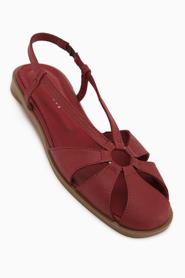 Cally Genuine Leather Burgundy Elastic Women's Sandals