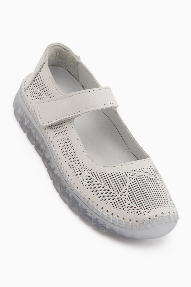 Solvi Genuine Leather White Women's Casual Shoes