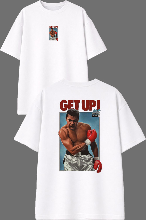 Get up Box Design Front and Back Printed White Oversize T-Shirt
