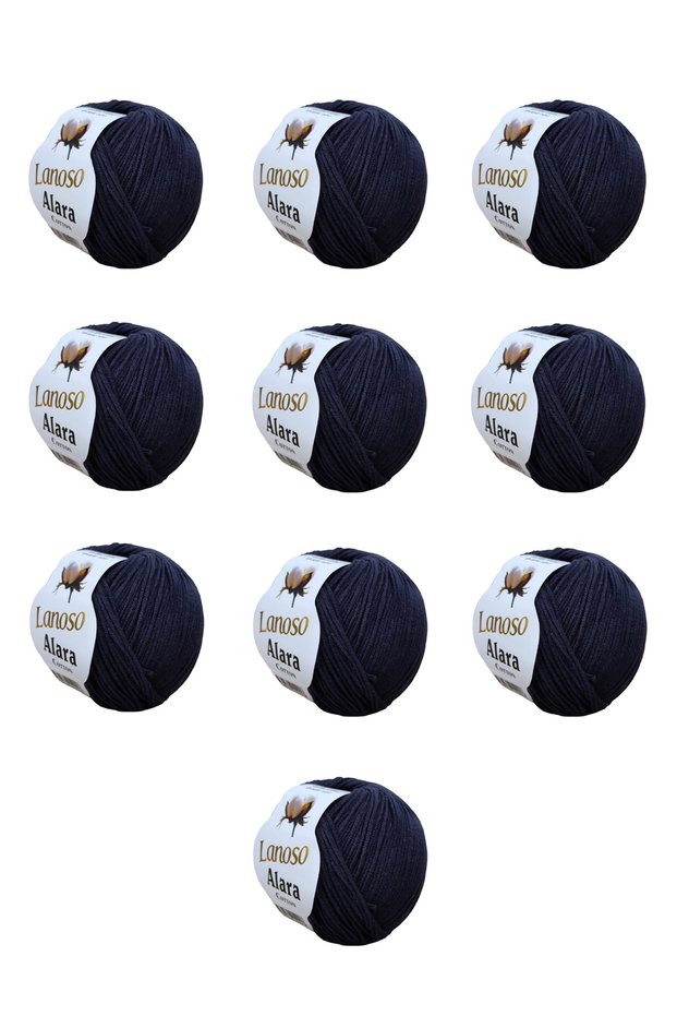 Alara Cotton Yarn 10-Pack 50 Gr 140 m Cotton and Acrylic (963) Amigurumi and Knitting Yarn