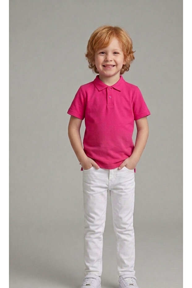 Boys' April 23 October 29 Show Outfit Collared Short Sleeve T-Shirt and White Pants Set