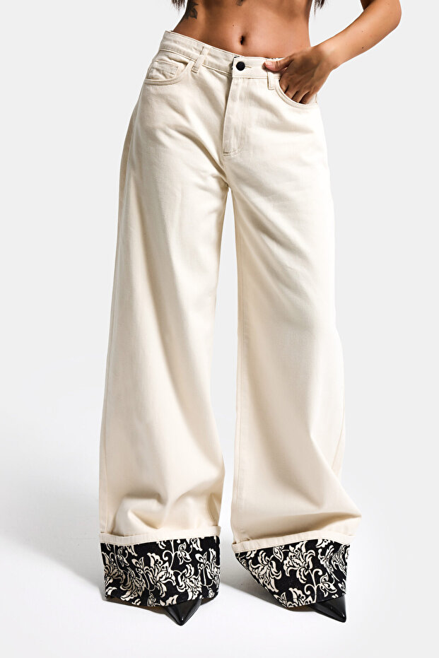 Women's Raw 7S6-69 Relaxed Baggy Fit Embroidery Detailed Special Design Denim Jean