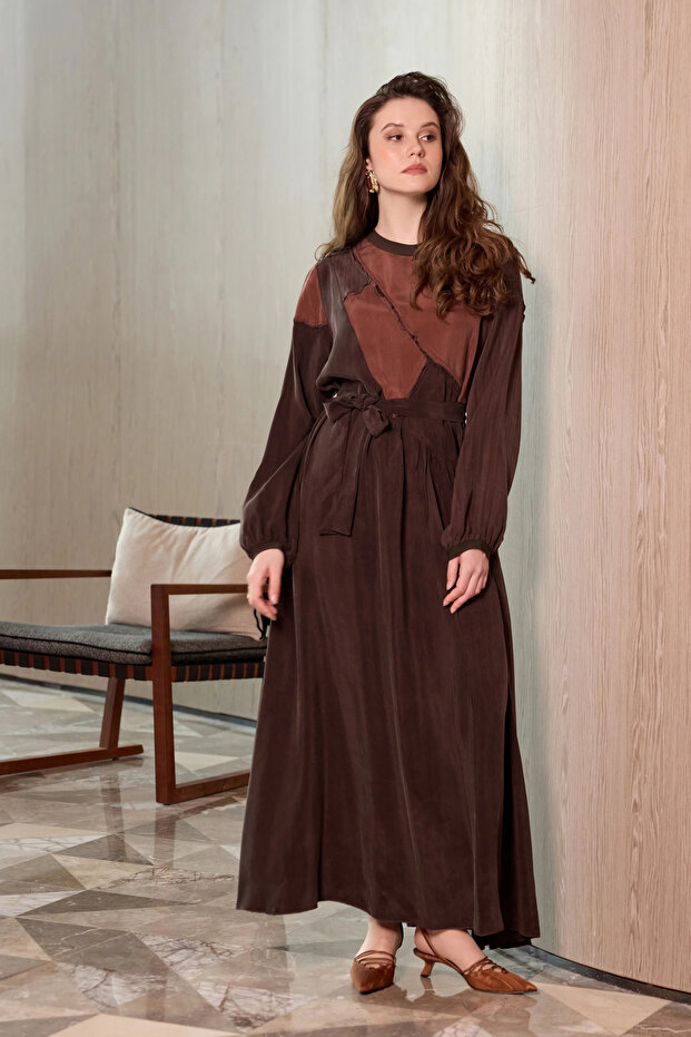 Patchwork Cupro Elbise - 1