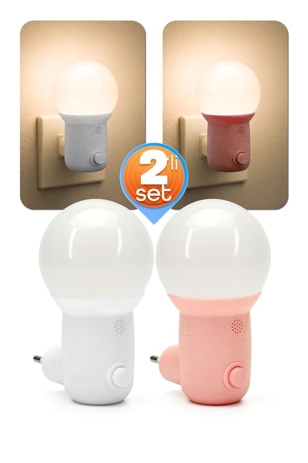 2-Pack Night Light Dome Type 2 Mod Yellow-White Light Corridor Hall Light Sleep Light White+Pink Gc11