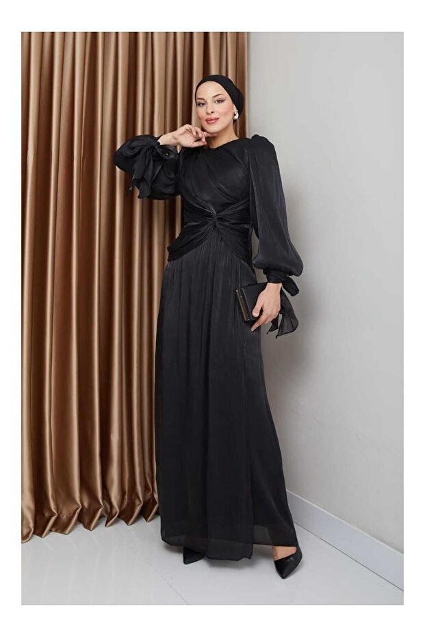 Modest Evening Dress - Black -