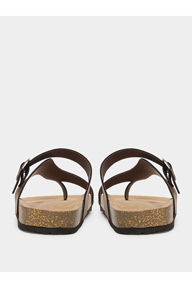 Brown Toe-Post Buckle Sandals - 4