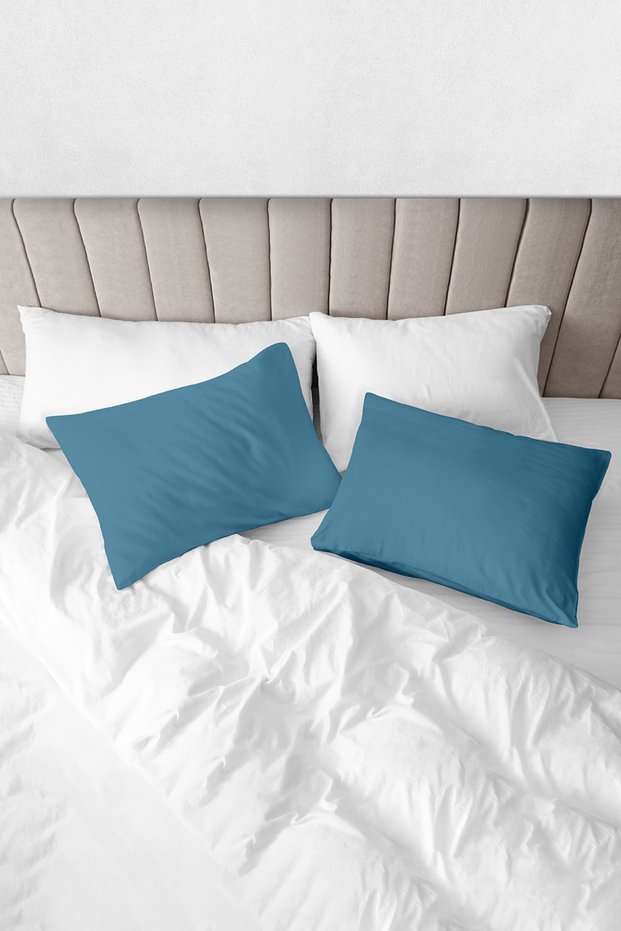 100% Organic Cotton Akfil Pillowcase Set of 2 - 50X70 cm Dark Blue