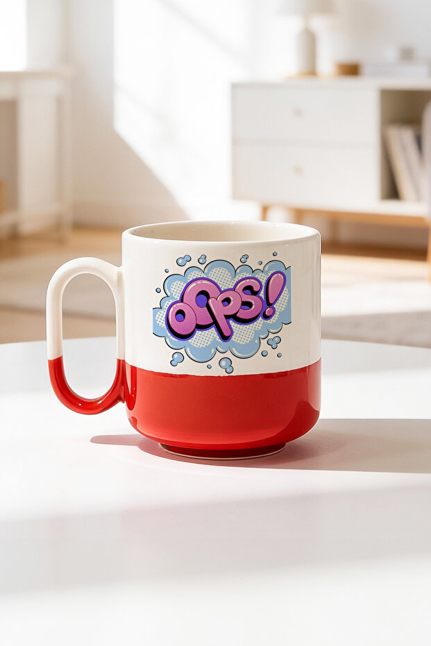 كوب برو مطبوع من السيراميك بتصميم Oops سعة 330 مل