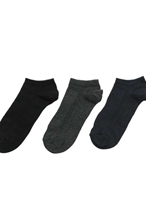 Street 40/44 3-Piece Cotton Black, Smoked, Navy Blue Booties Socks