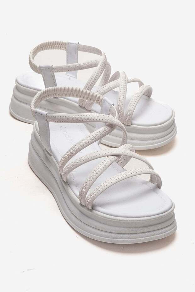 Women's Double Crossed Strappy Sandals White